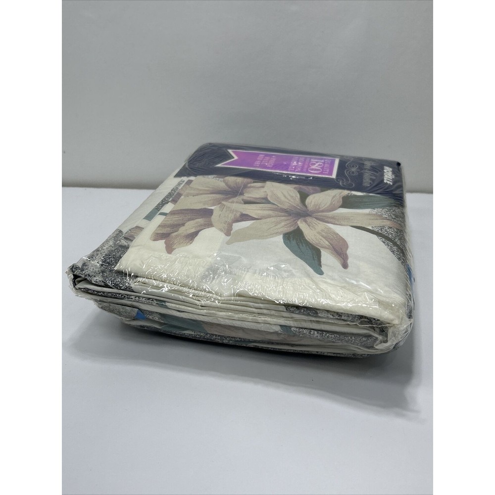 Royale 4 Piece Bedding Full Lily Floral No Iron Percale cottage Granny Core NOS - Picture 5 of 5